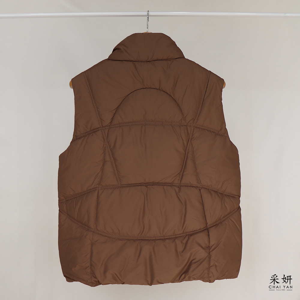 幾何壓線厚鋪棉立領防風背心