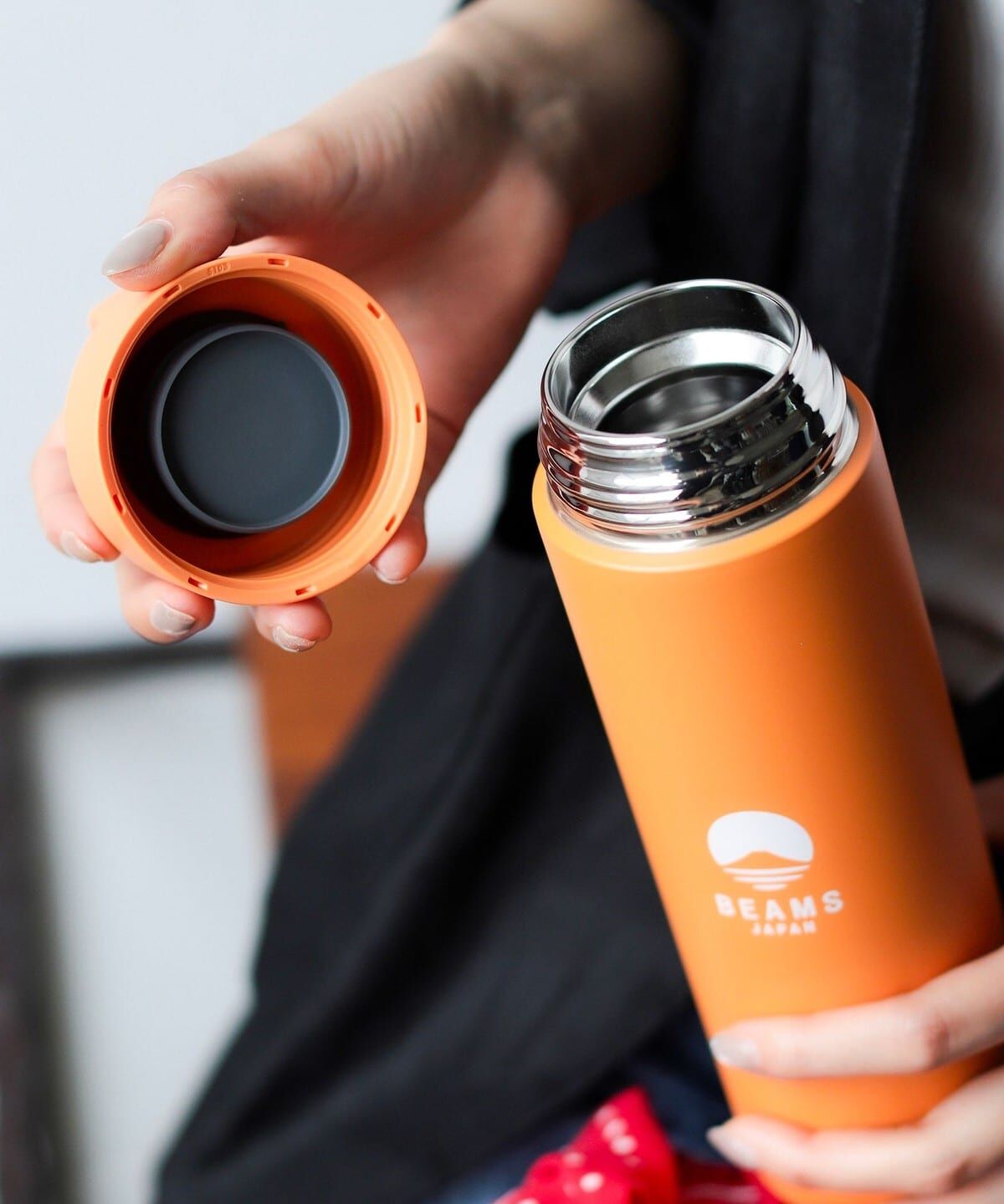 預購┃日本 BEAMS JAPAN 象印 橘色 提把不鏽鋼保溫杯