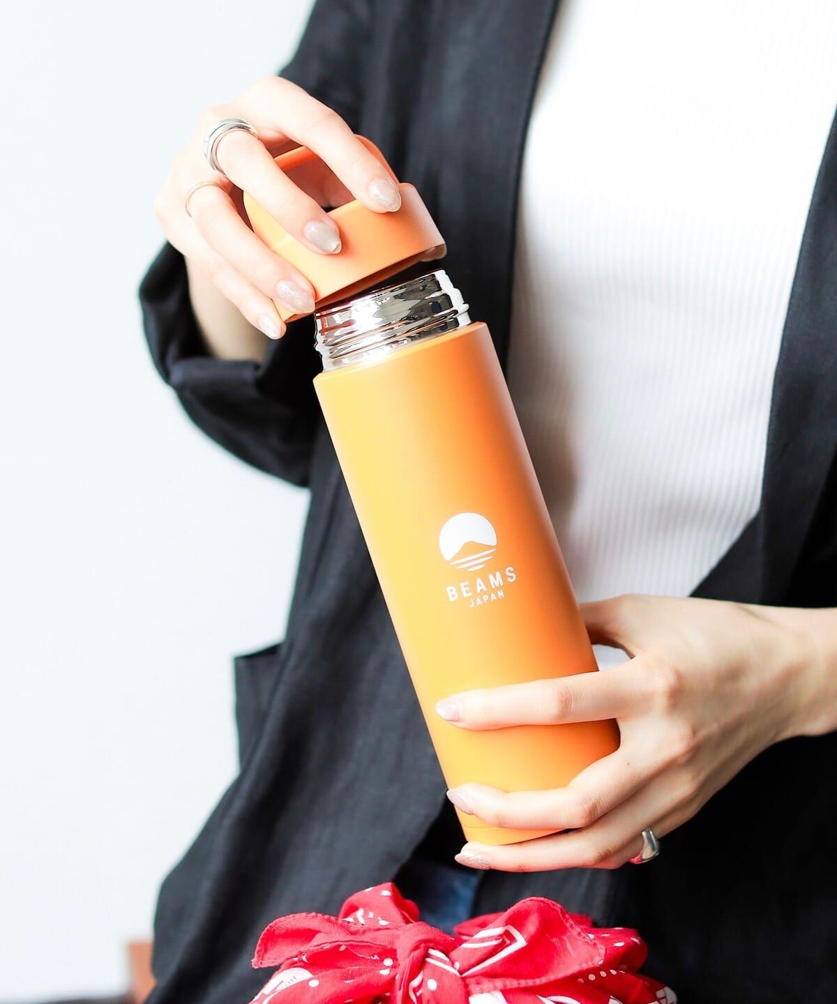 預購┃日本 BEAMS JAPAN 象印 橘色 提把不鏽鋼保溫杯