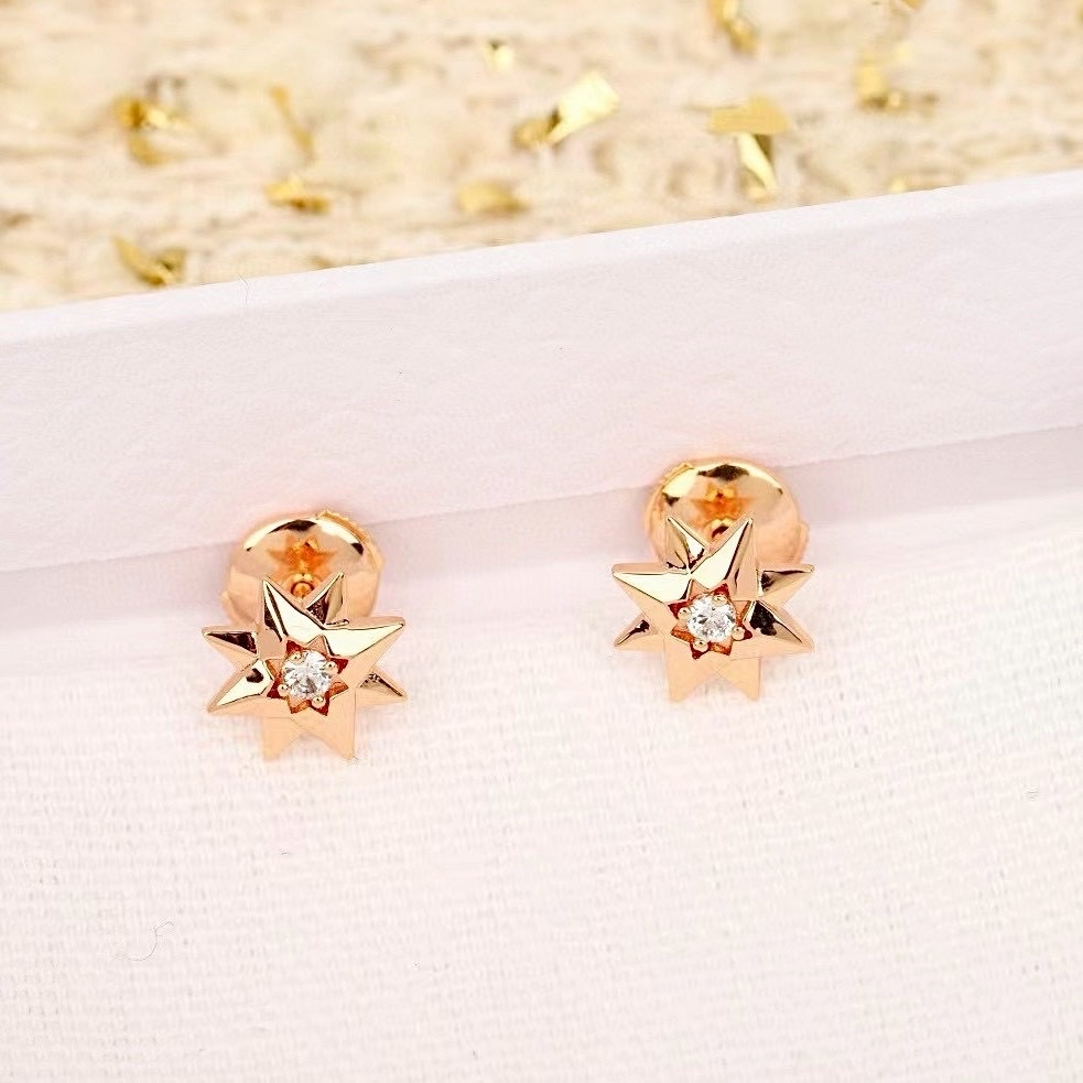18k”Dr Étoile des Vents玫瑰金八芒星高奢定製耳釘
