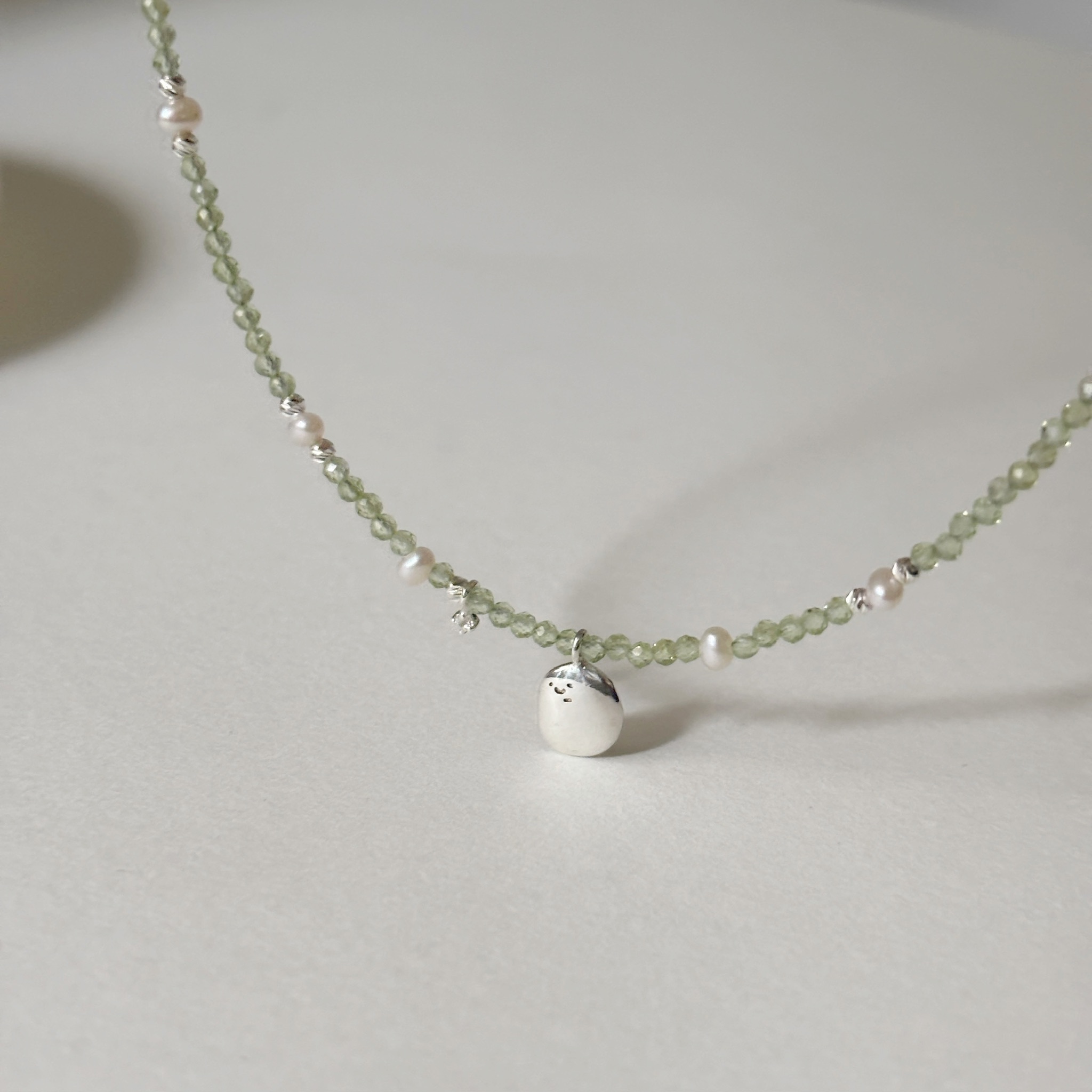 阿泥橄欖石小珍珠手工項鍊