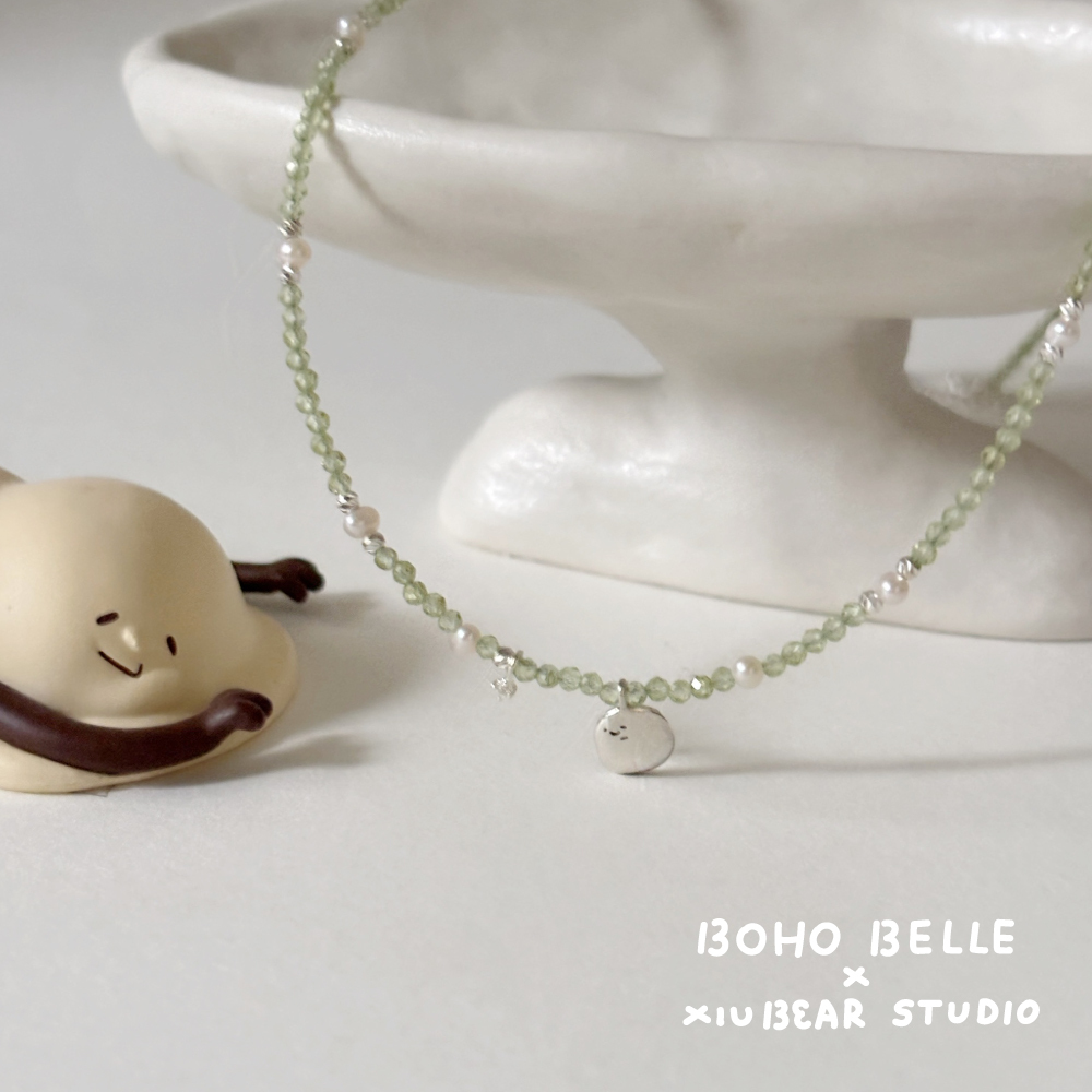 阿泥橄欖石小珍珠手工項鍊