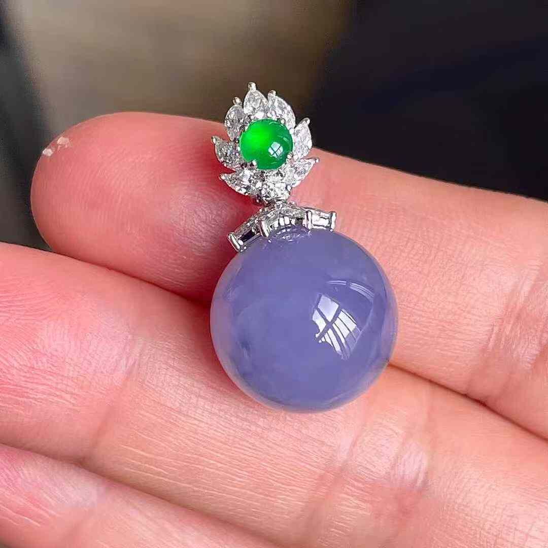 1218551 翡翠冰種紫羅蘭圓珠吊墜 (13.3mm直徑)