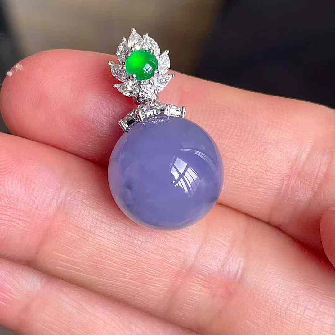 翡翠冰種紫羅蘭圓珠吊墜 (13.3mm直徑),天然翡翠A玉, 緬甸玉, Jade, Jadeite