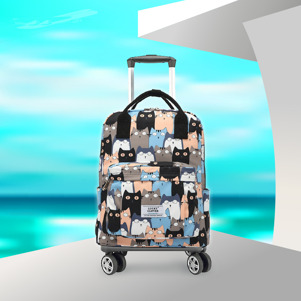 元氣熊 可折疊萬向輪多功能拉桿後背包/四輪/17吋