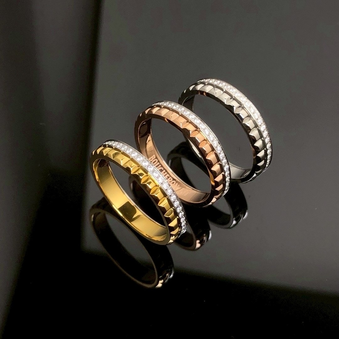 18k Bo”｛巴黎飾紋雙圈｝高奢定製戒指’滿鑽款/光面款