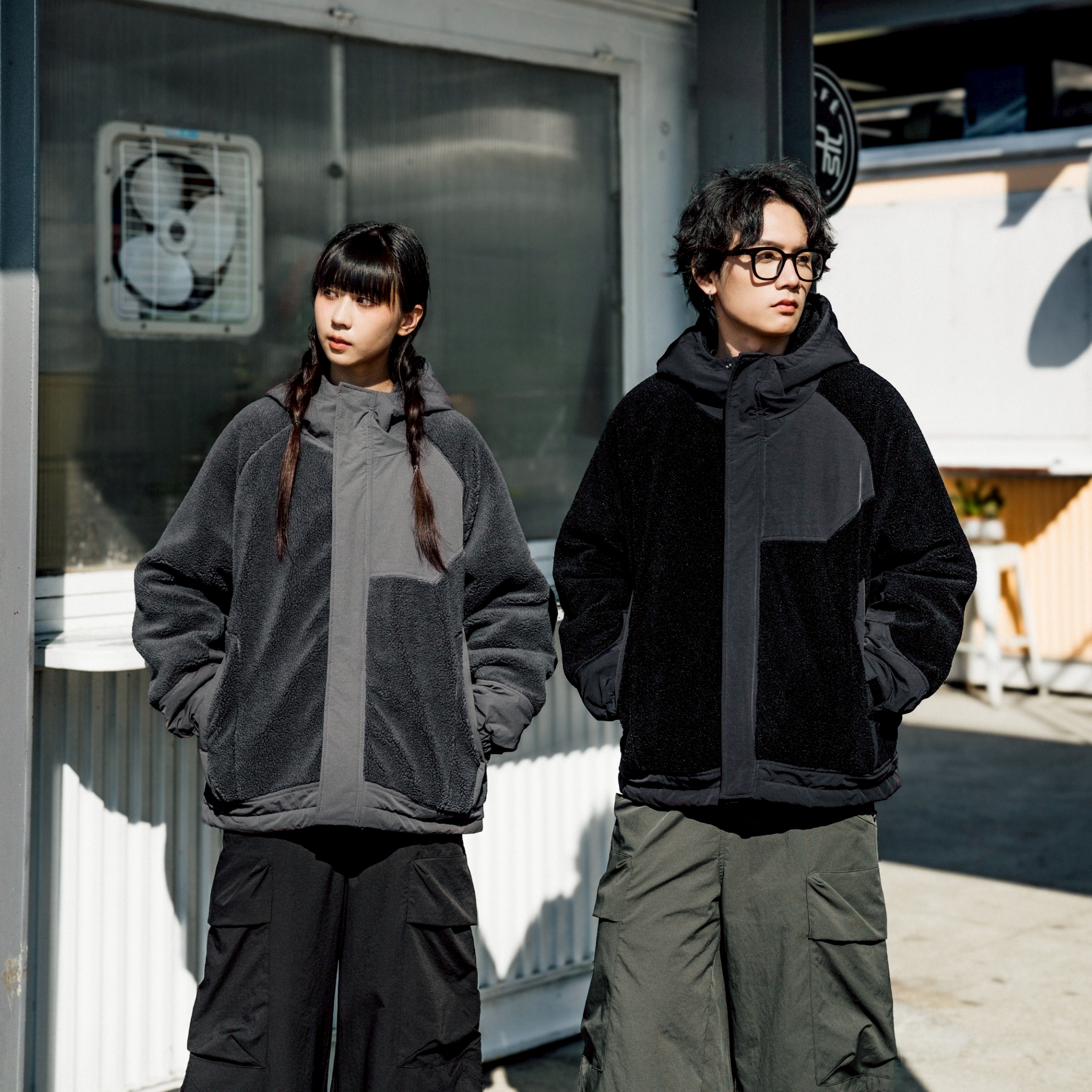 SBG 絨毛拼接寬鬆鋪棉外套 SB9001