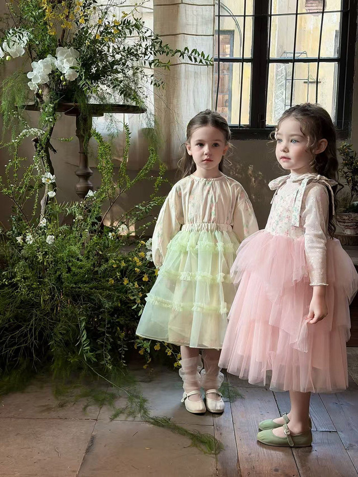 正韓春aiai 花園精靈粉色紗裙洋裝