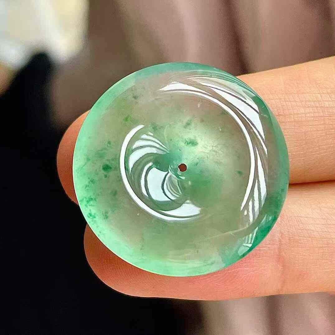 翡翠冰綠平安扣吊墜 (24.3mm直徑),天然翡翠A玉, 緬甸玉, Jade, Jadeite