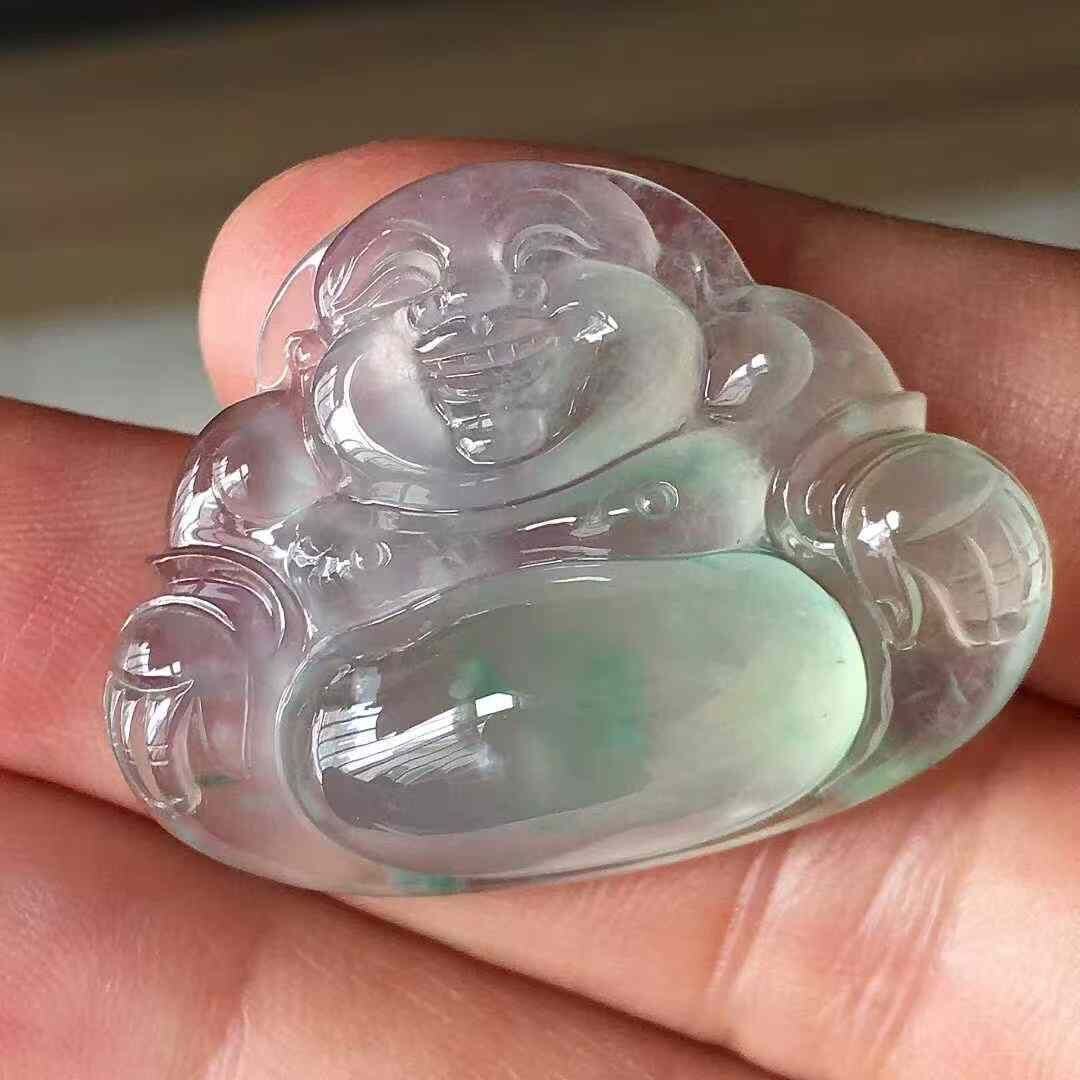 1218559 翡翠玻璃種飄綠佛公