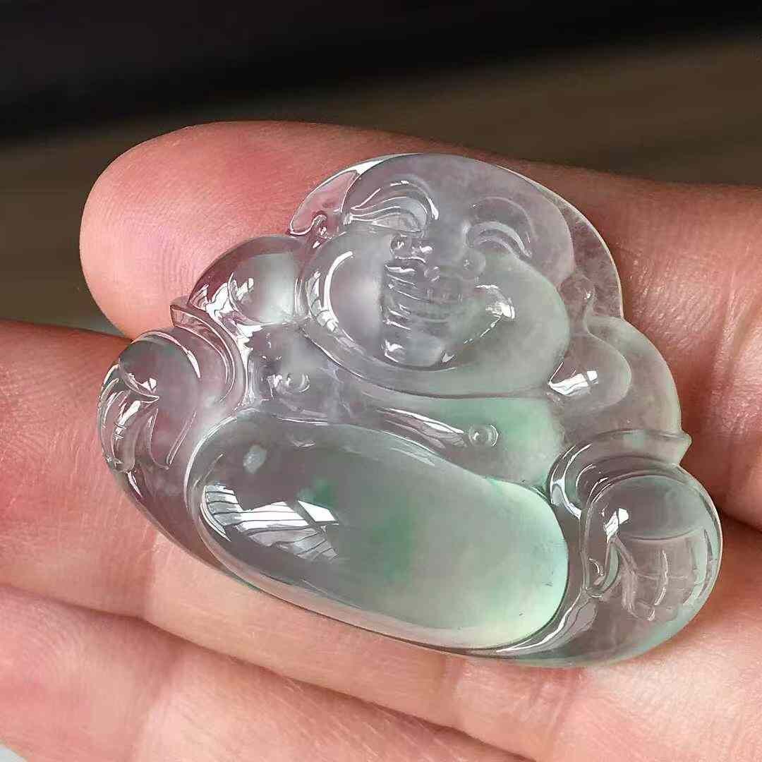 1218559 翡翠玻璃種飄綠佛公