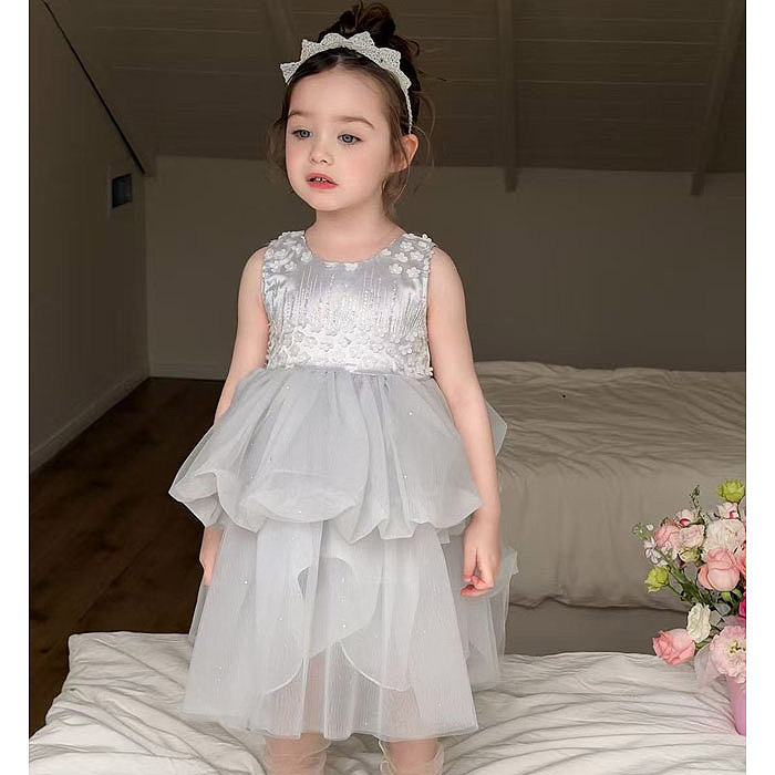 正韓春aiai 奶灰小花紗裙洋裝