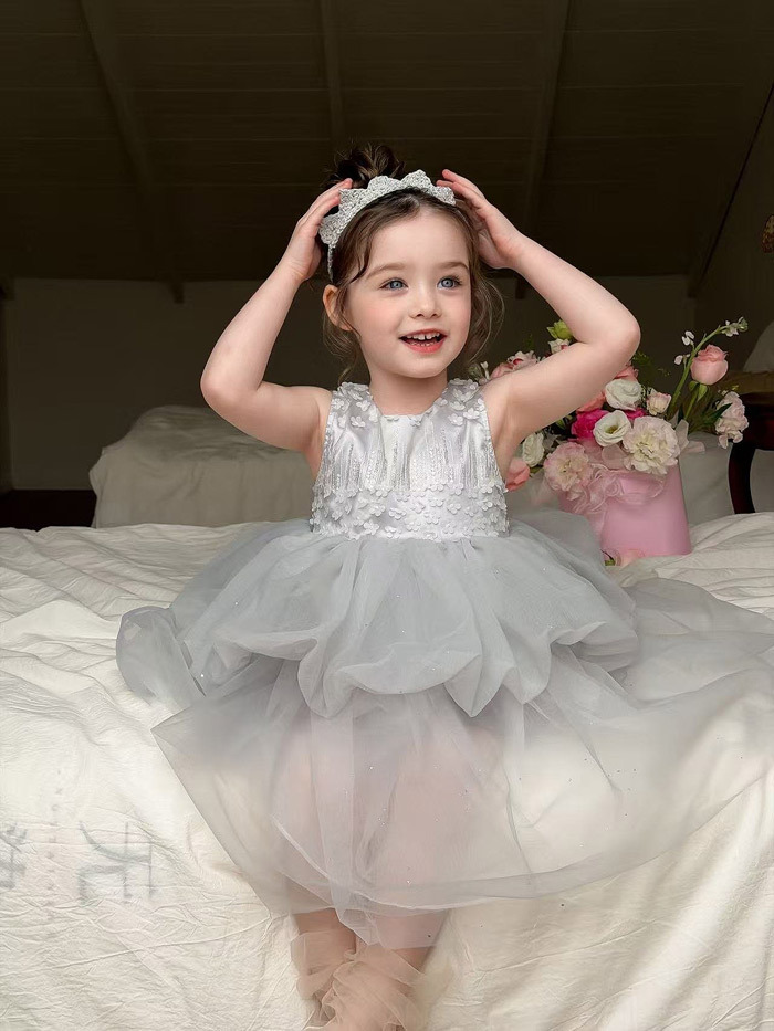 正韓春aiai 奶灰小花紗裙洋裝