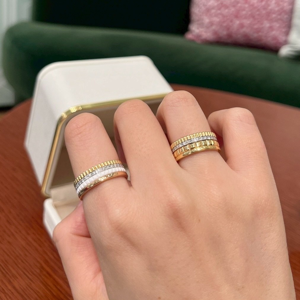 18k Bo”｛全金屬羅緞&巴黎飾紋四圈｝高奢定製戒指