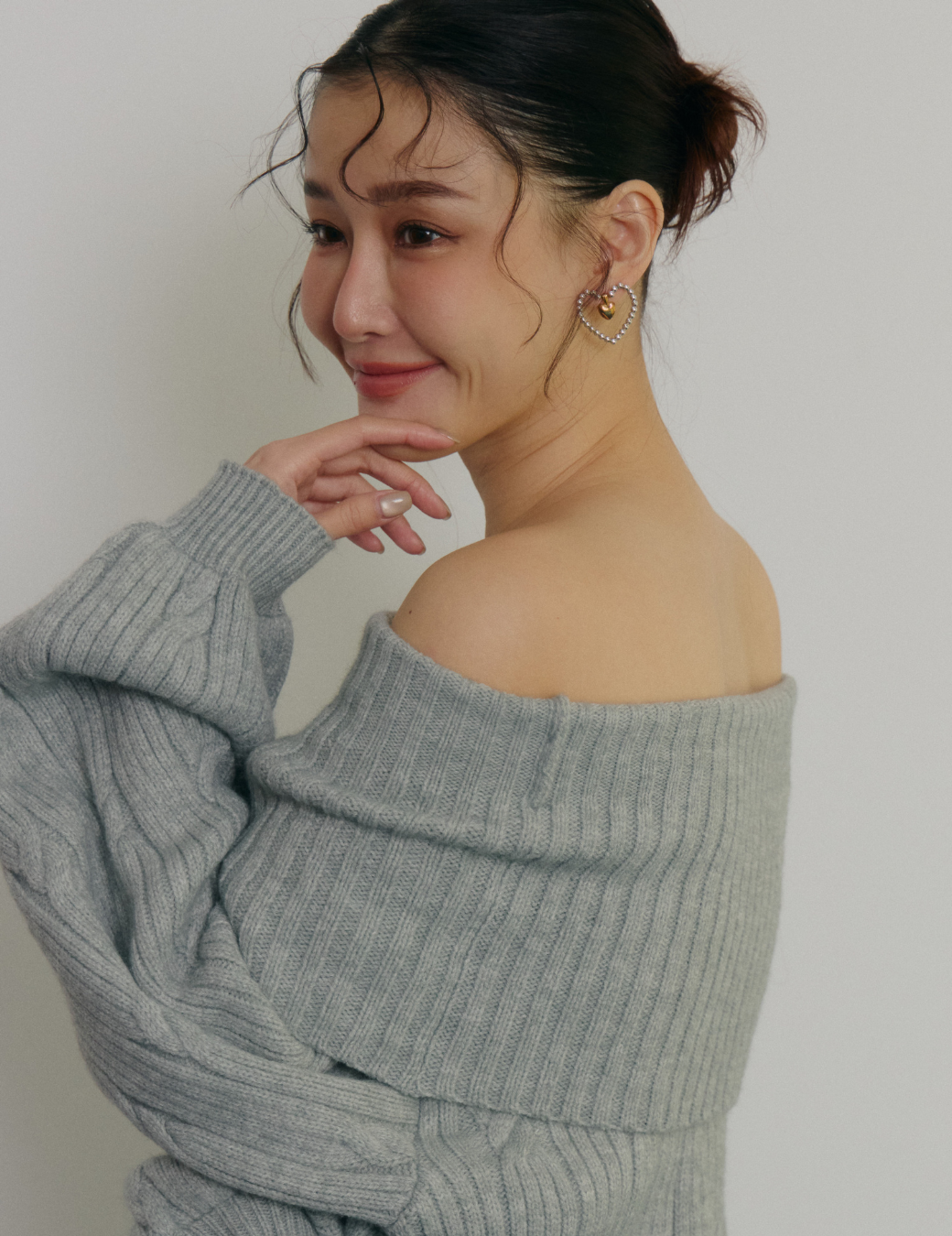 刻面撞色愛心耳環