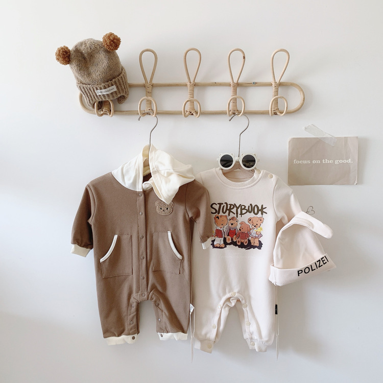 可愛小熊一家爬服|含帽