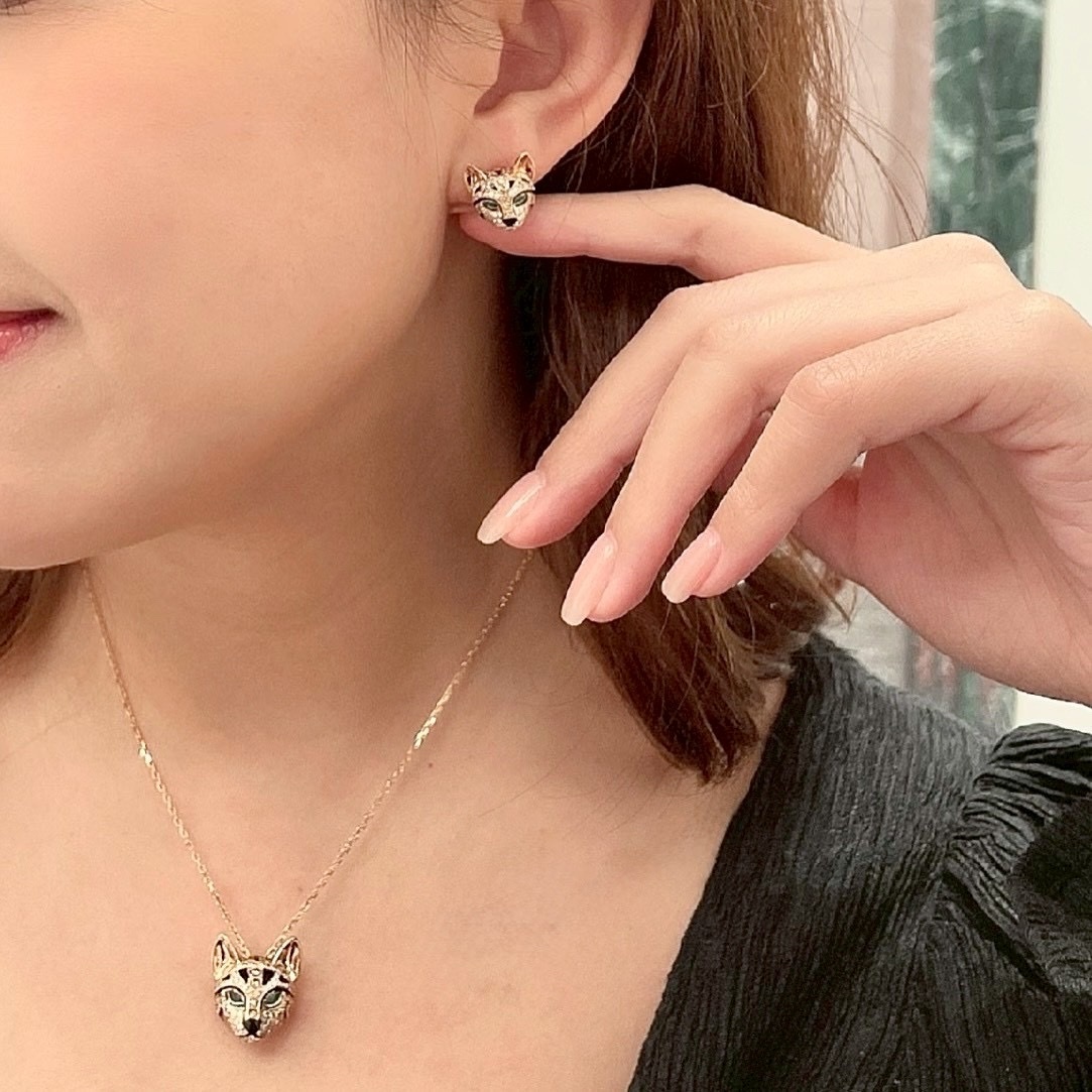 18k”Bo Fuzzy豹貓高奢華珠寶系列耳釘
