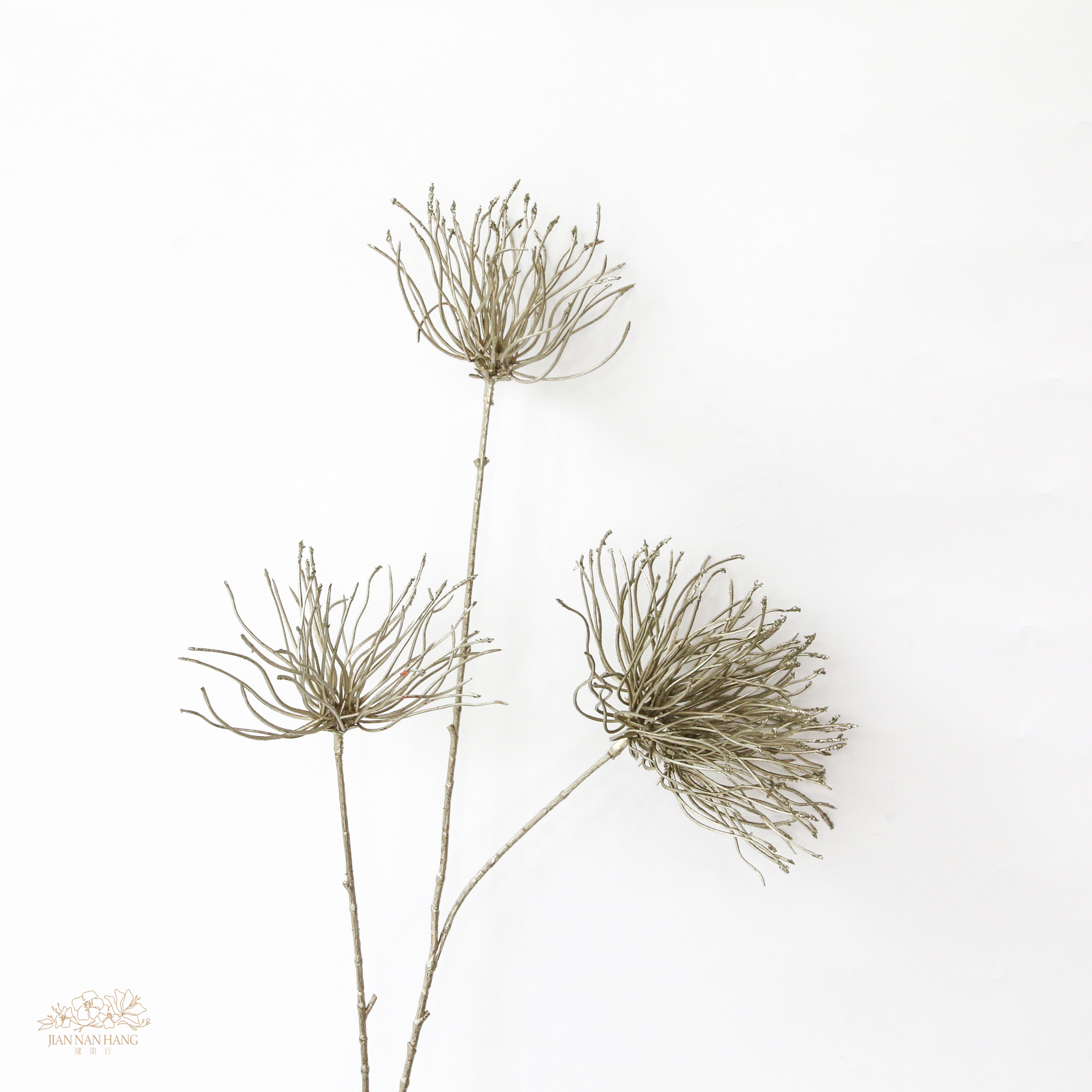 人造花 閃光銀蓮花長枝 金