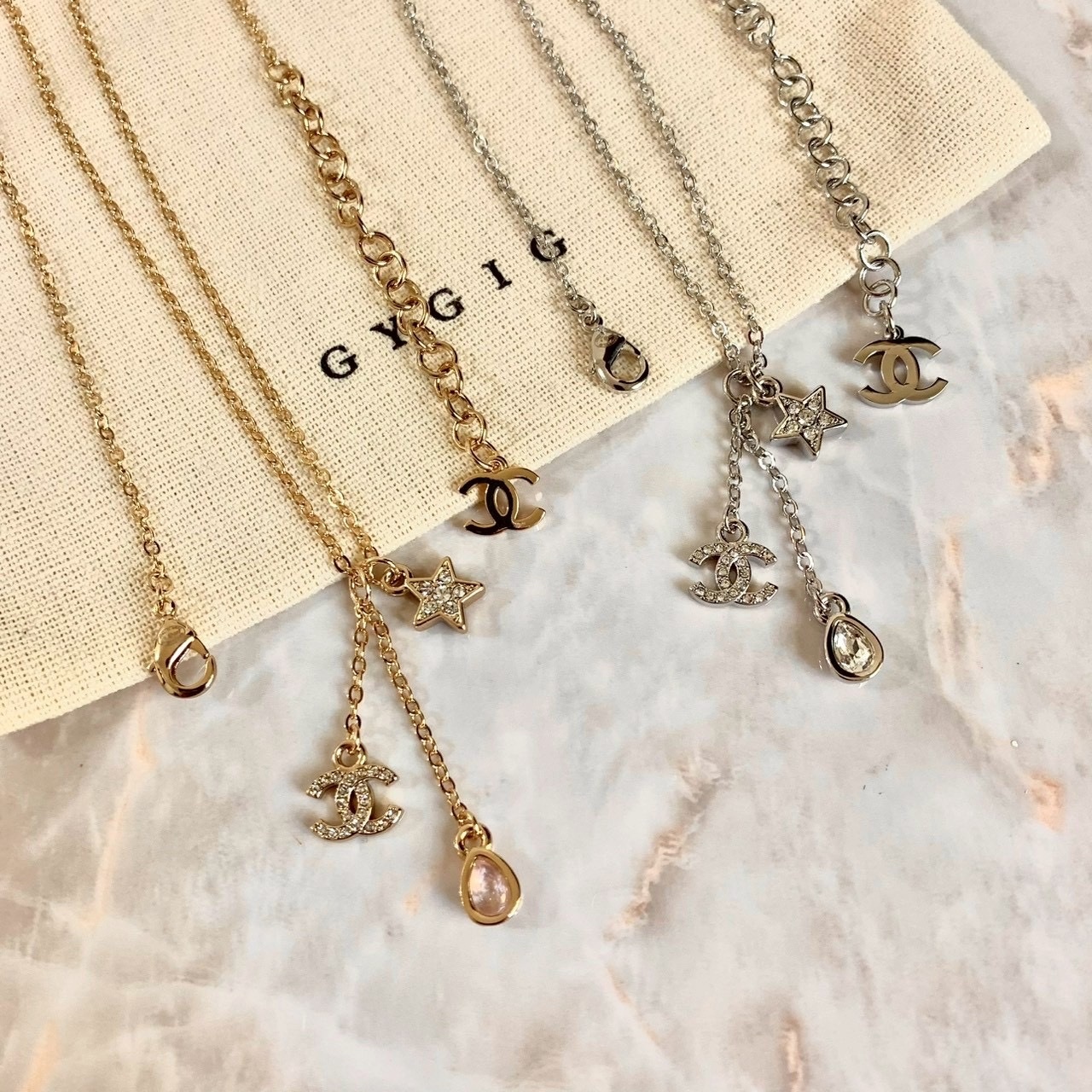 18k 香奶奶26c”星空水滴鑽三合一高奢定製項鍊