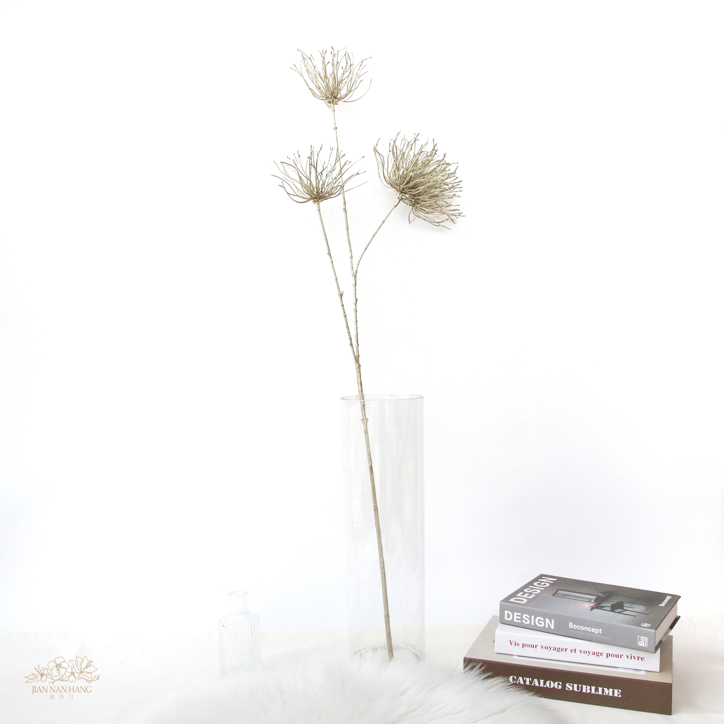 人造花 閃光銀蓮花長枝 金