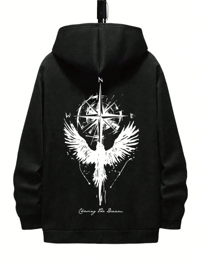 KADMAX大尺碼 - 大碼男特殊印刷鷹與指南針帽TEE〈KSMS2712〉