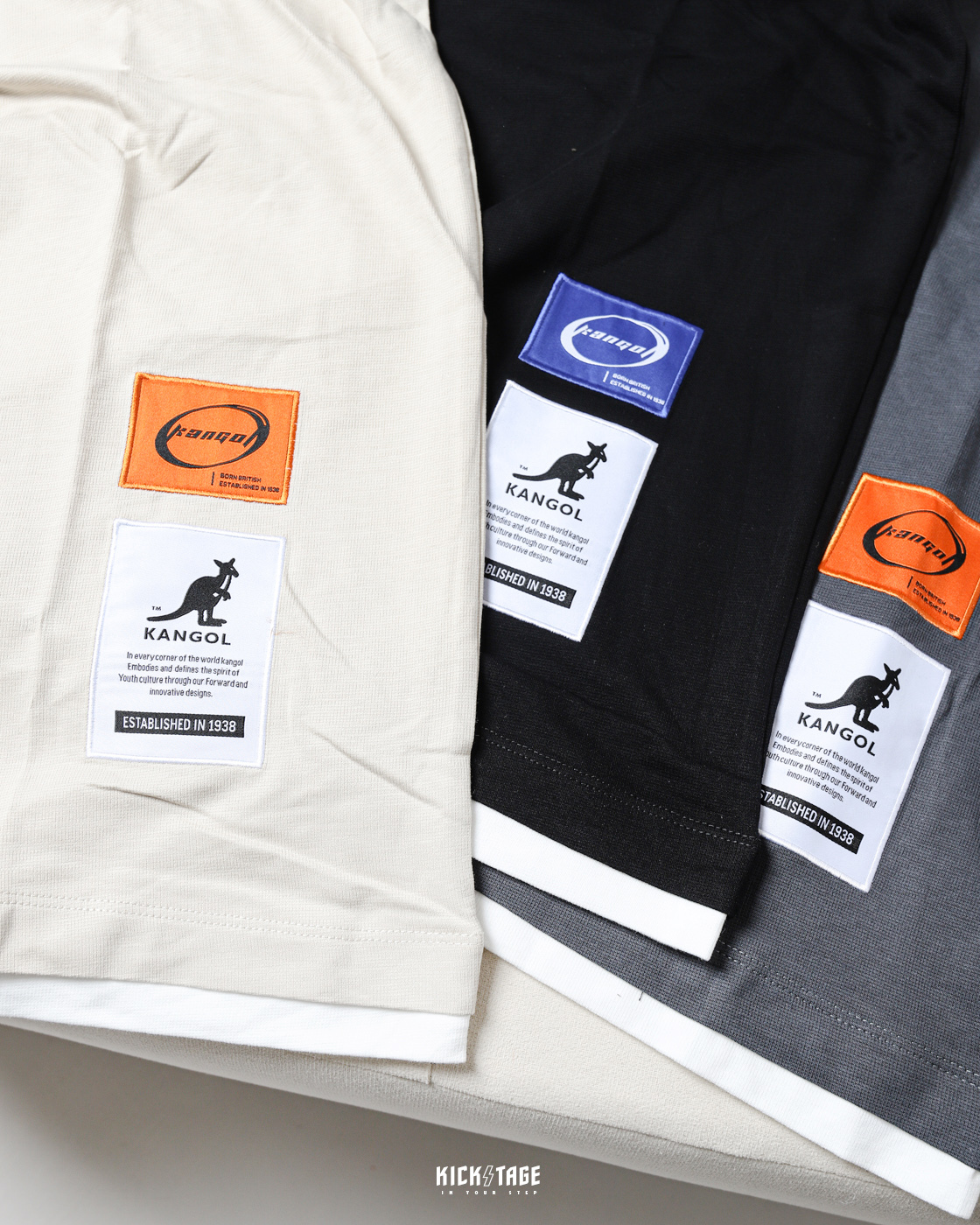 男女款 KANGOL TEE 黑色 英國 袋鼠 小LOGO 休閒 寬版 假兩件 短T【6325102520】