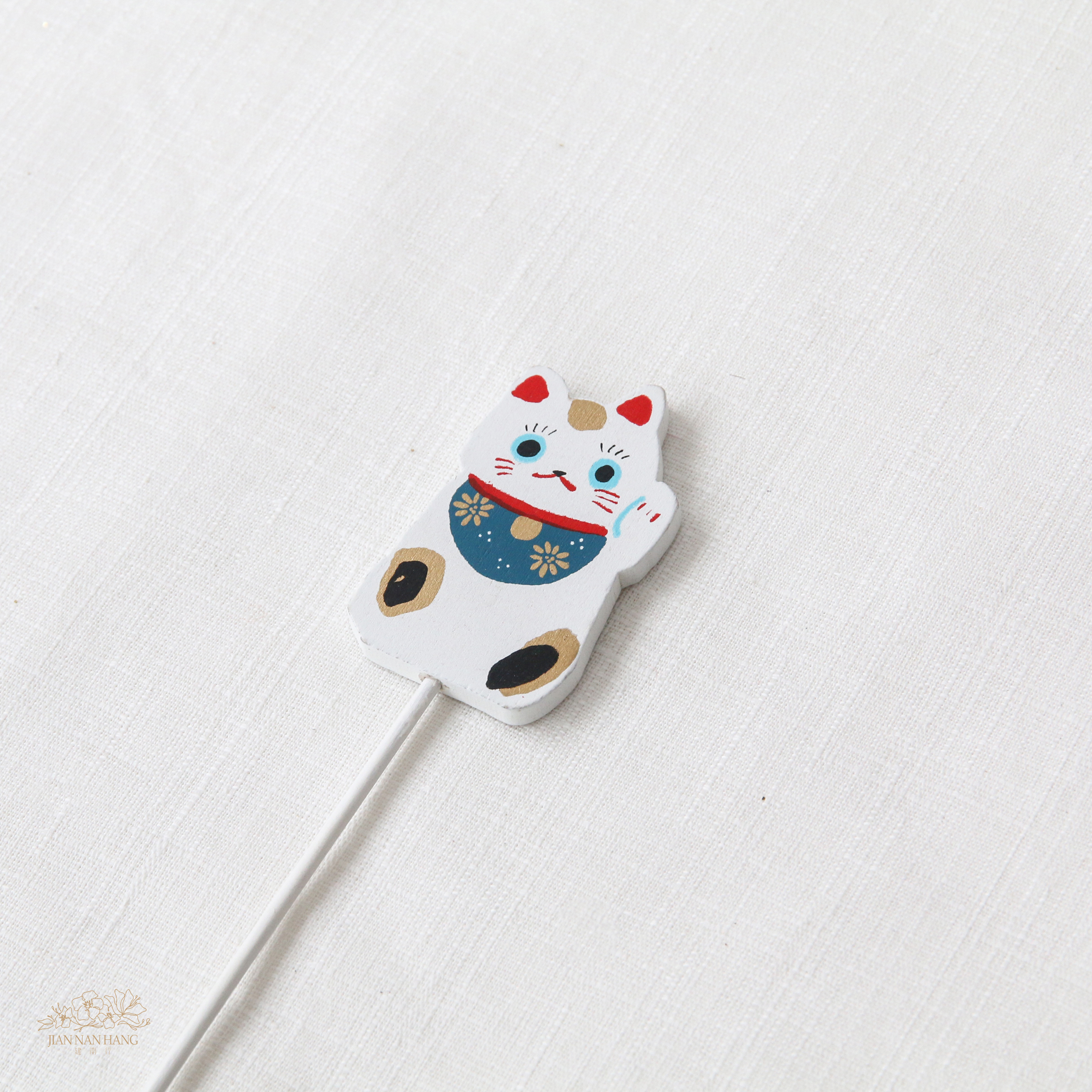 裝飾 木製招財貓花插