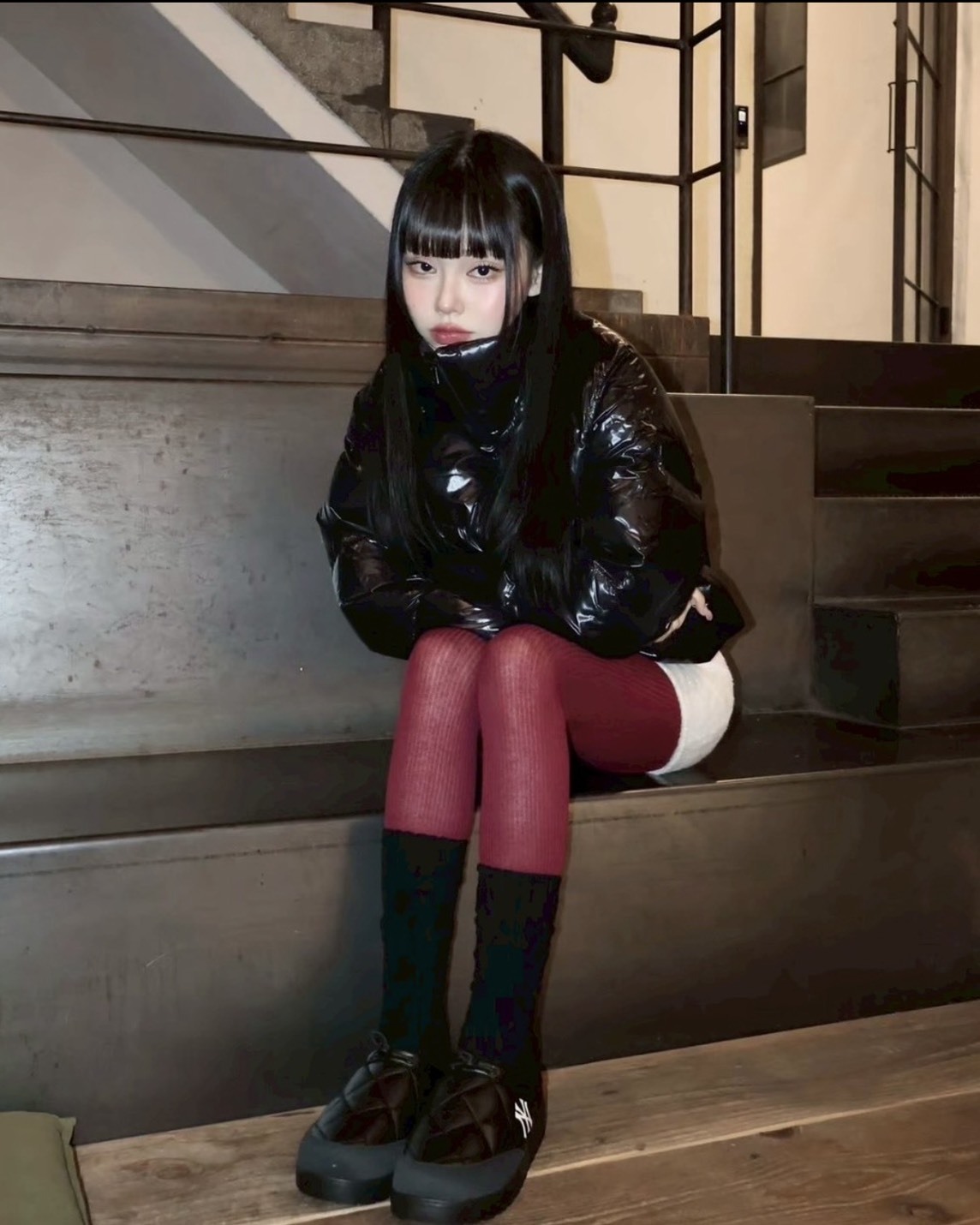 【韓國連線】MLB 菱格紋壓花半拖 黑色 3AWBQWM46