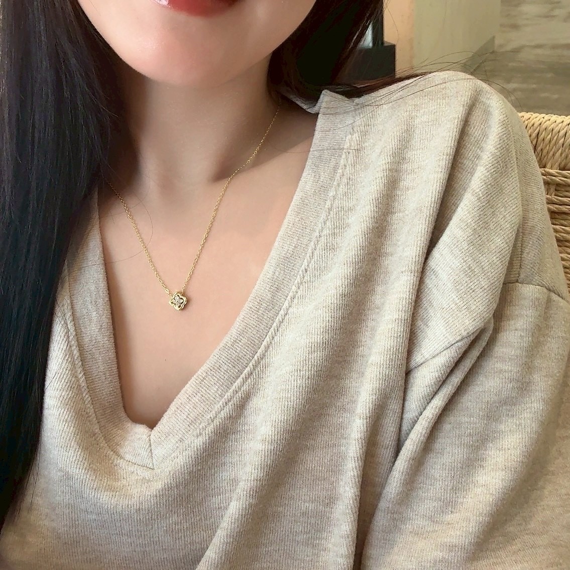 Gy”mini金鑽小老花拼圖細項鍊