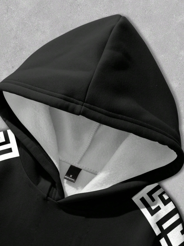 KADMAX大尺碼 - 大碼男幾何印花帽TEE〈KSMS2713〉