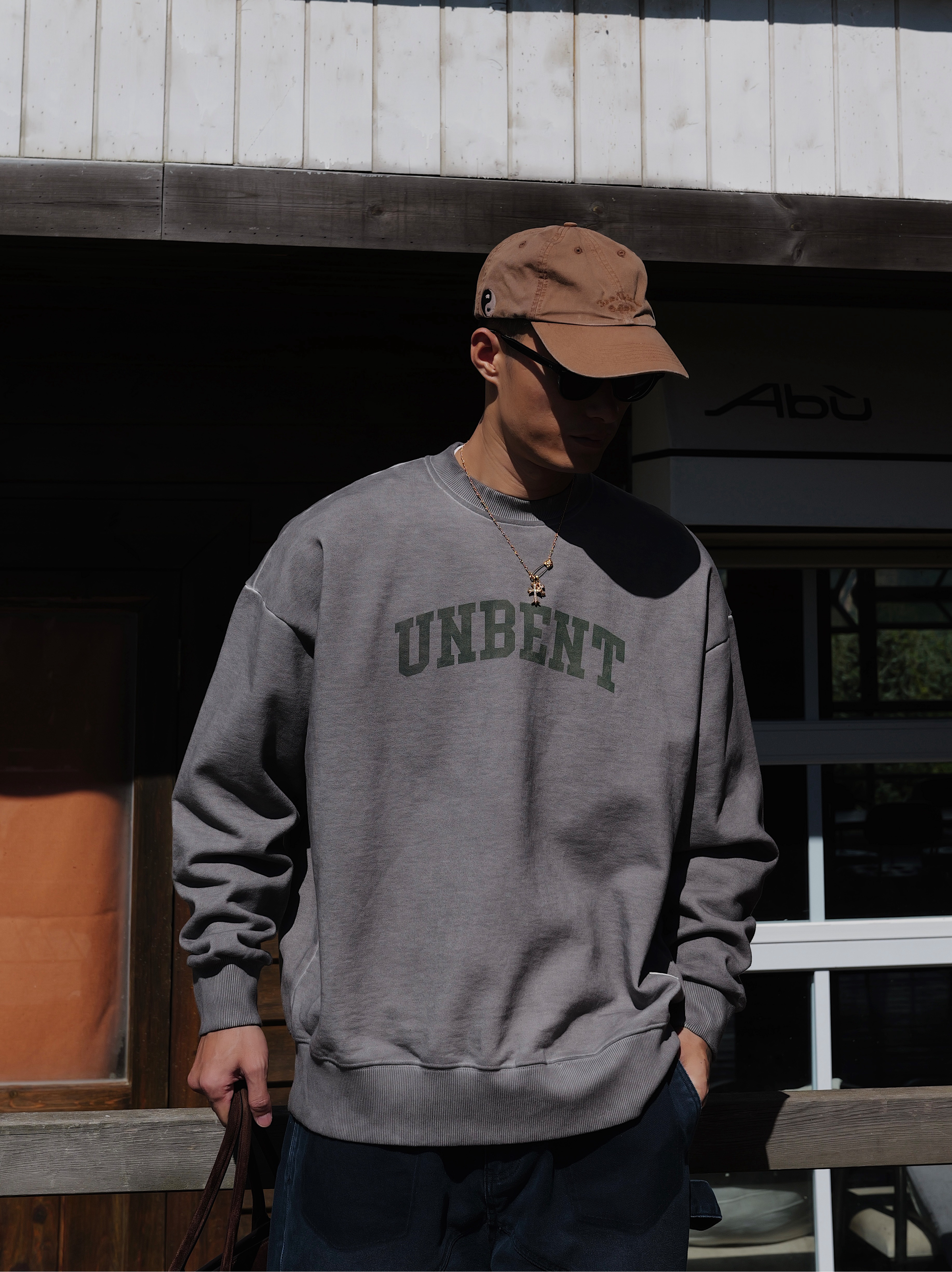 #預購 UNBENT 25AW 復古水洗 內刷毛 LOGO印花大學T 四色