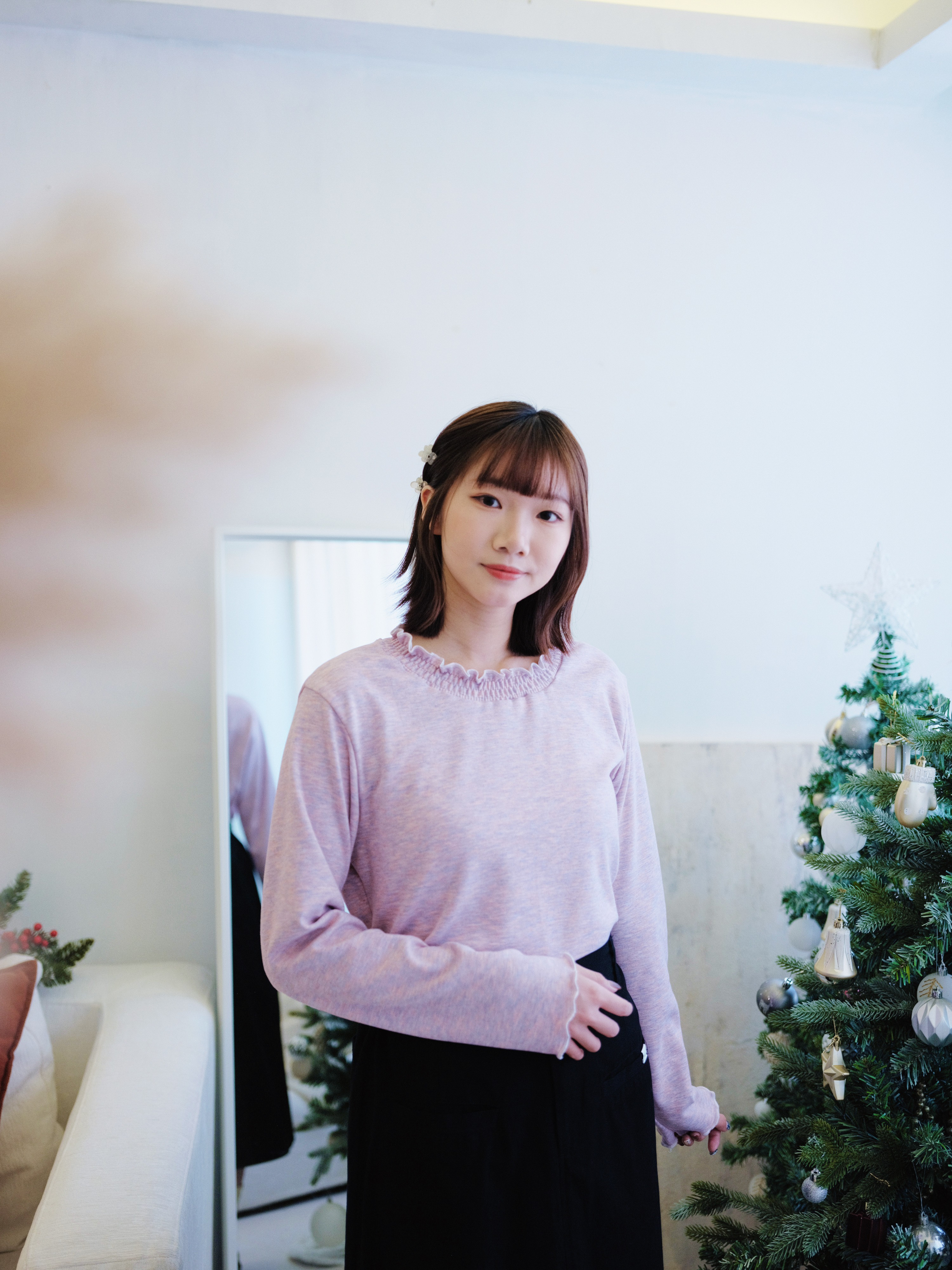 三色 / 柔軟混色磨毛長袖上衣 / Soft Marl Brushed Long Sleeve Top