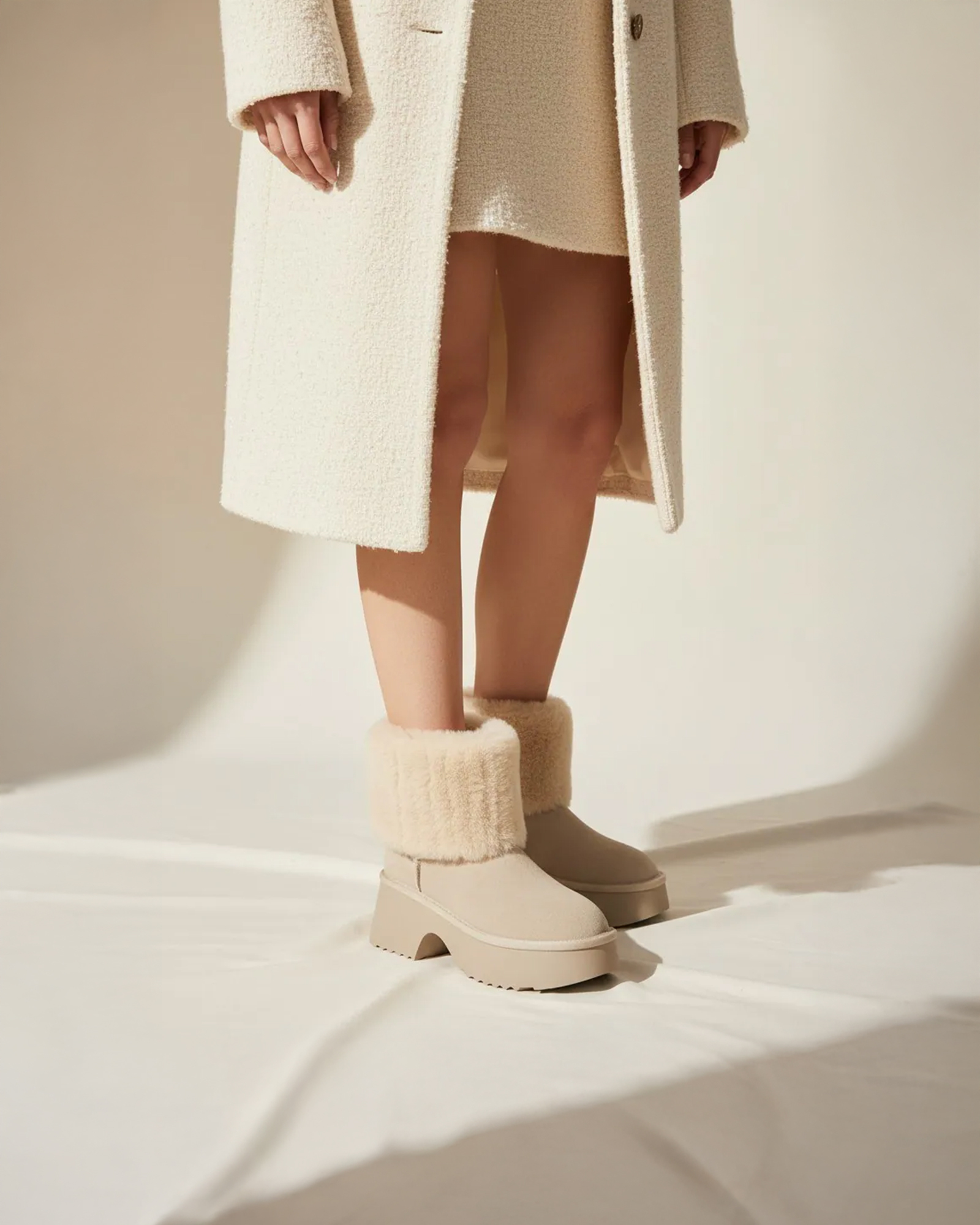 Fluffy 輕柔毛絨感中筒靴