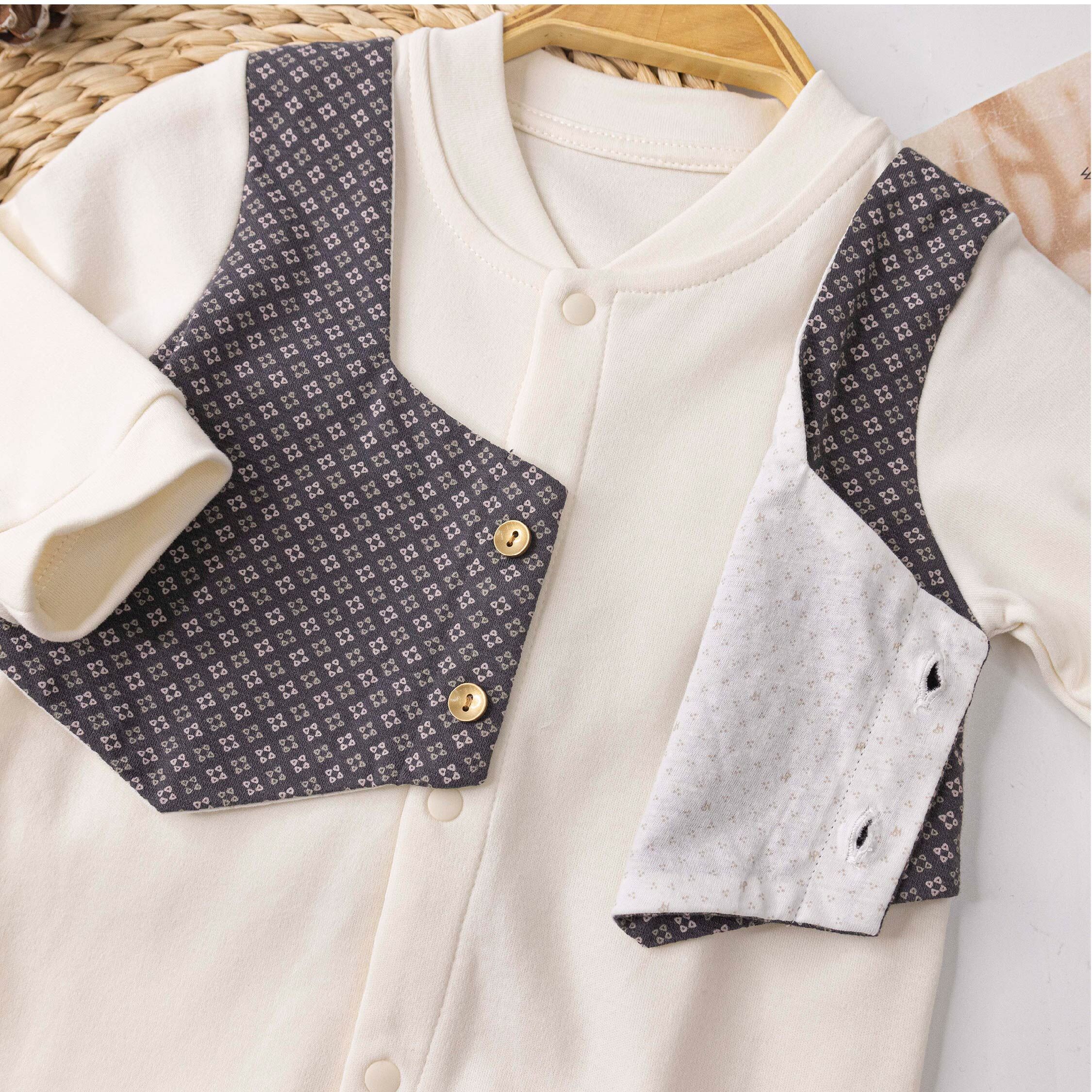 純淨系列【T3087】紳士狗狗布貼假兩件連身衣