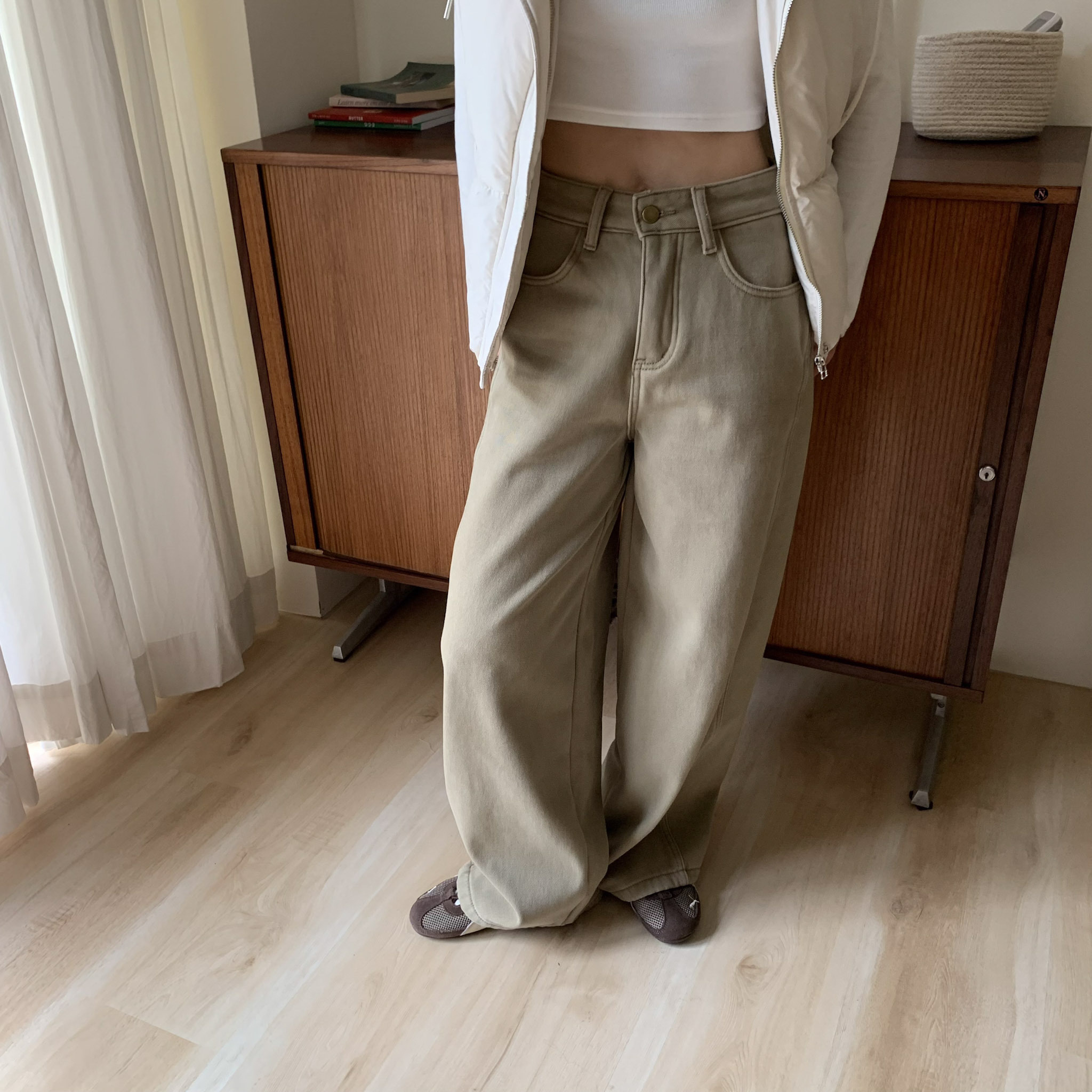 ISA_(隨機贈皮帶)一條搞定! 不臃腫刷毛直筒褲_51061