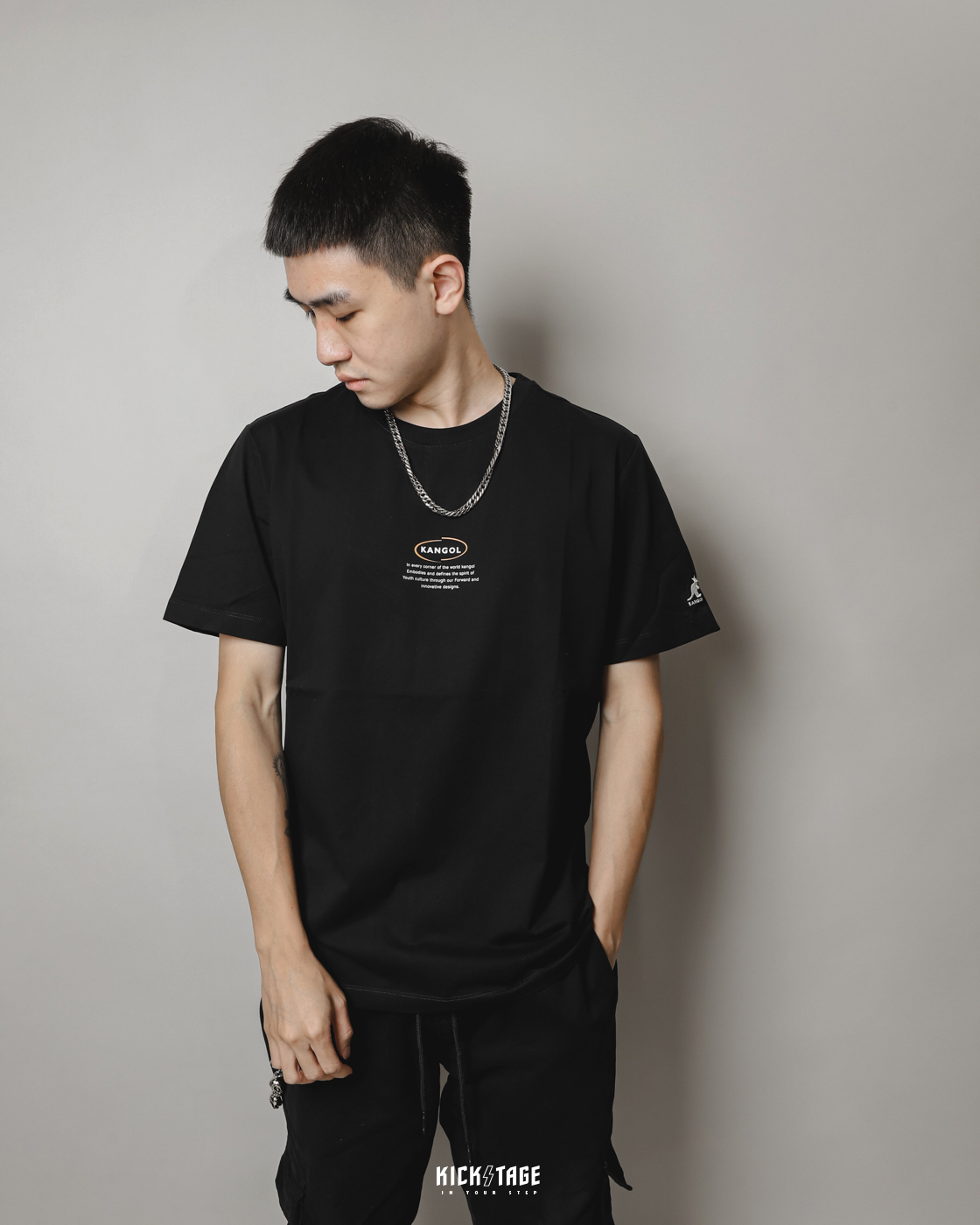 男女款 KANGOL TEE 淺灰色 黑色 英國 袋鼠 休閒 中性 涼感 印花 短T【63251022】