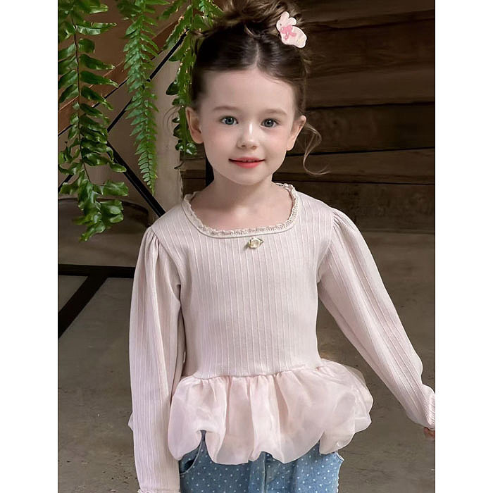 正韓春aiai 兩色夢換花精靈花瓣上衣