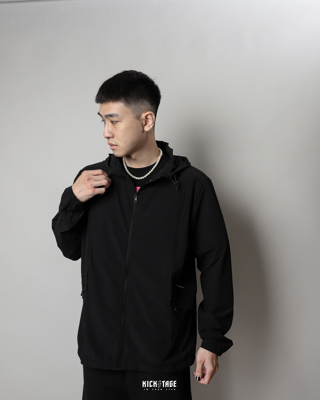 男款 KANGOL JACKET 黑色 卡其色 英國 袋鼠 抗UV 防曬 風衣 連帽 外套【63211423】