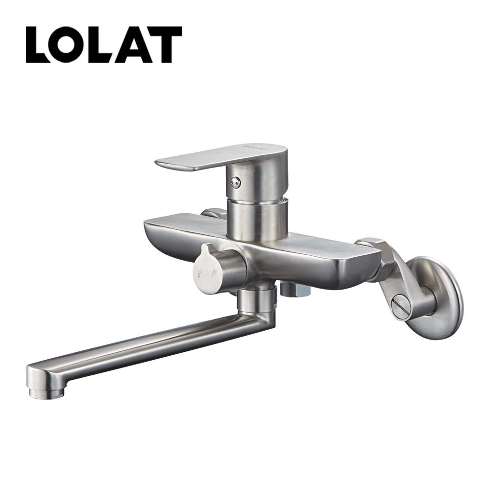 LOLAT不鏽鋼壁式二用水龍頭-鎳色KWX2379