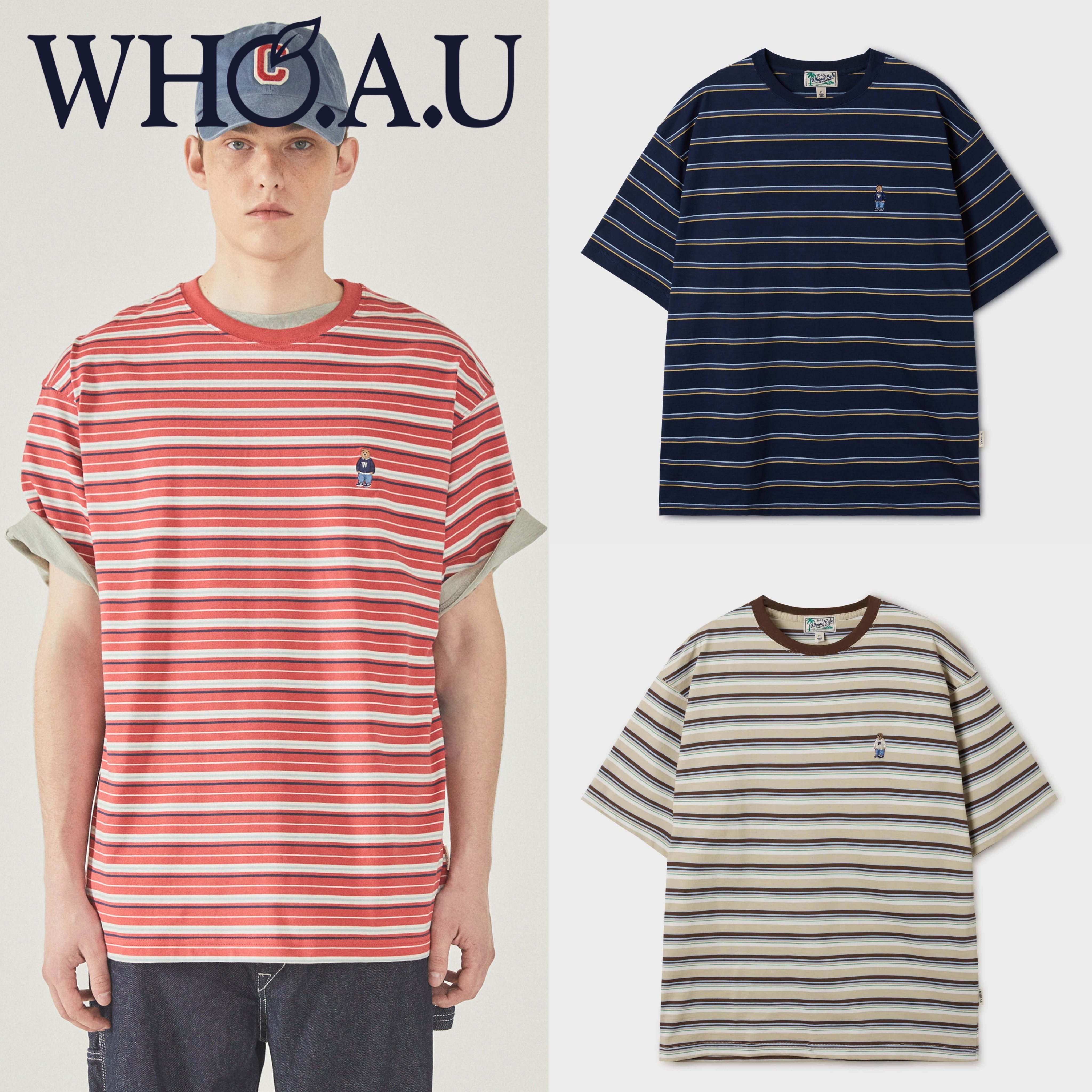 【現貨】WHO A U LL0921282 間條短袖上衣