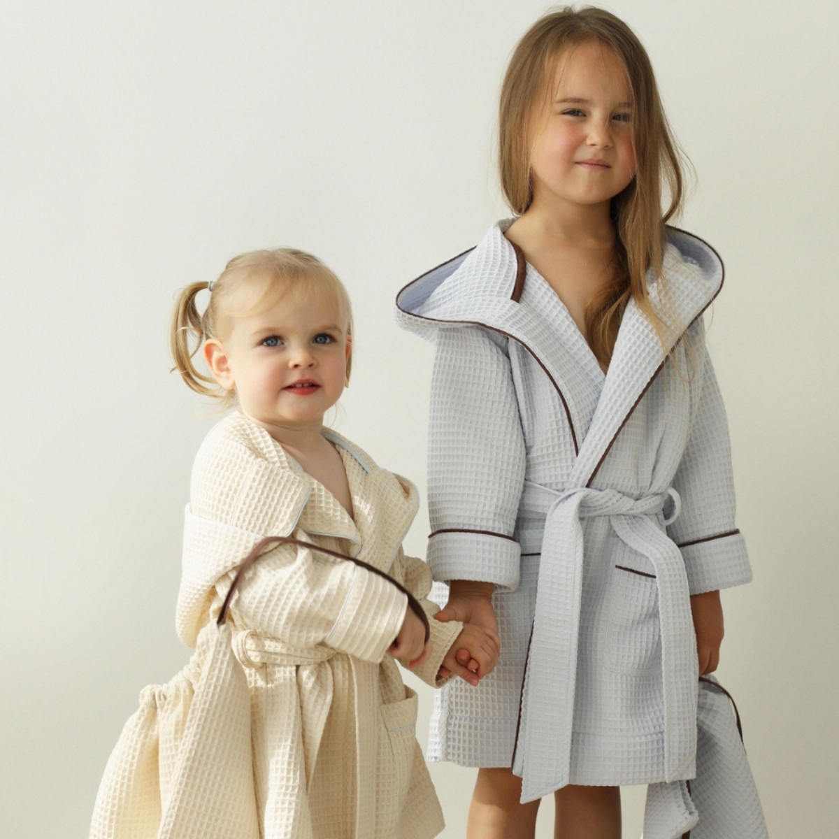 Everyday by Roberta 華夫格紋撞色連帽浴袍 CHILDREN'S WAFFLE BATHROBE - sky blue