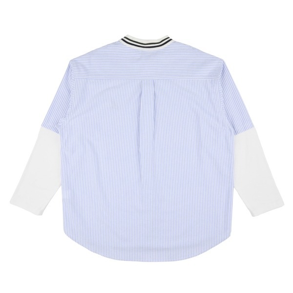 男女款 KANGOL TEE 藍白色 英國 袋鼠 休閒 條紋 假兩件 翻領 襯衫 短T【6425147281】