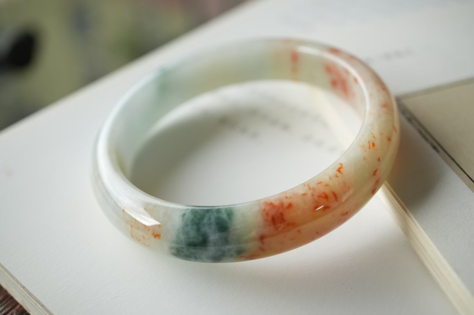 冰糯種潑墨黃翡正圈手鐲,天然翡翠A玉, 緬甸玉, Jade, Jadeite