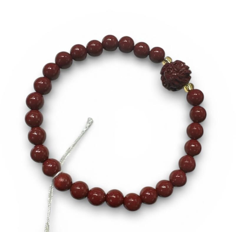 HKHF1222-010 雞 -6mm硃砂手串手圍16cm(經師傅開光) (A10)