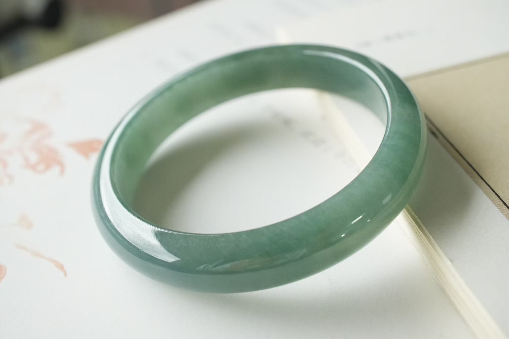 冰油青翡翠正圈手鐲,天然翡翠A玉, 緬甸玉, Jade, Jadeite