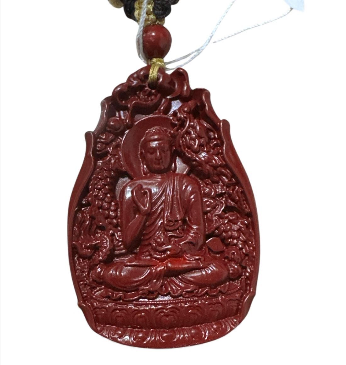 HKHF1222-013 硃砂佛牌 八大守護神阿彌陀佛:狗豬(經師傅開光)尺寸約:3x4.5mm (A13)