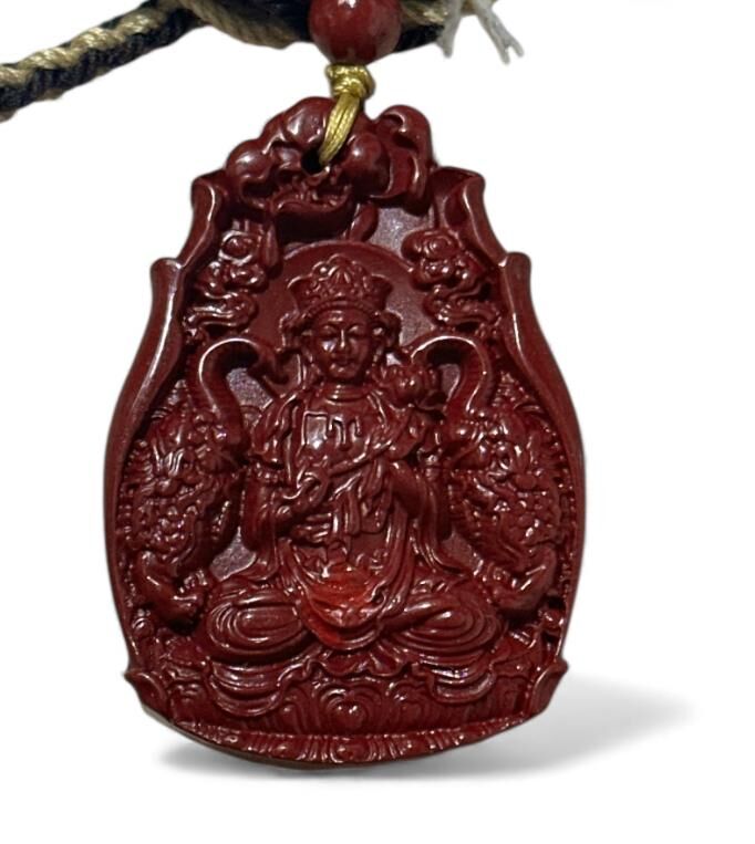 HKHF1222-017 硃砂佛牌 八大守護神-普賢:龍蛇(經師傅開光)尺寸約:3x4.5mm (A17)