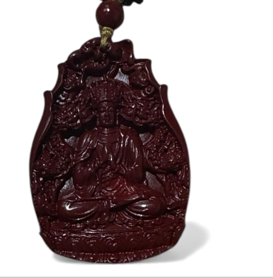 HKHF1222-015 硃砂佛牌 八大守護神-大日如來:羊猴(經師傅開光)尺寸約:3x4.5mm (A15)