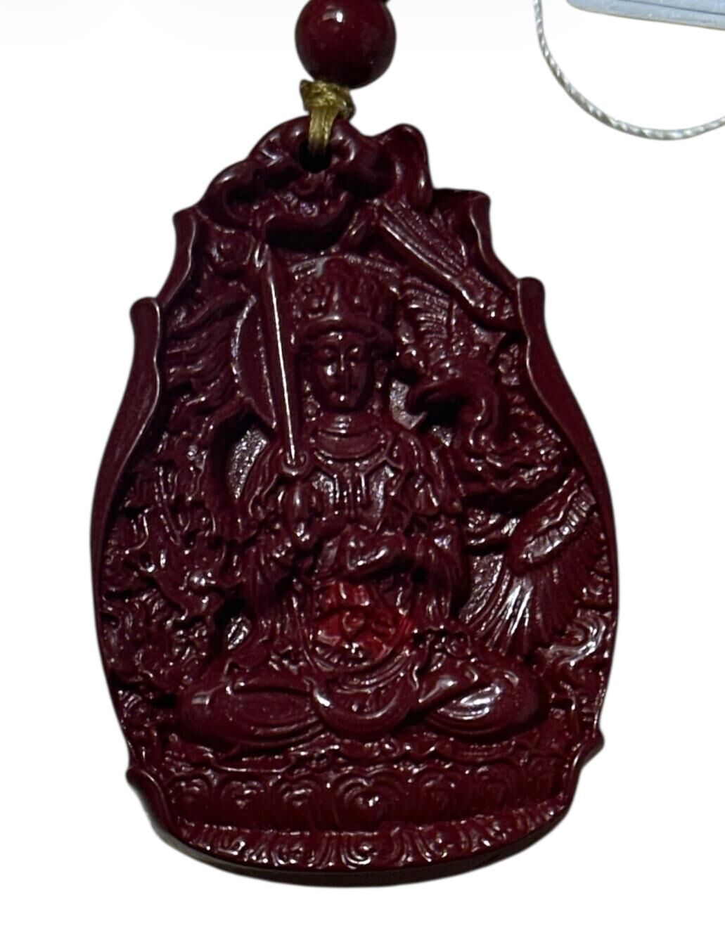 HKHF1222-018 硃砂佛牌 八大守護神-文殊:兔(經師傅開光)尺寸約:3x4.5mm (A18)