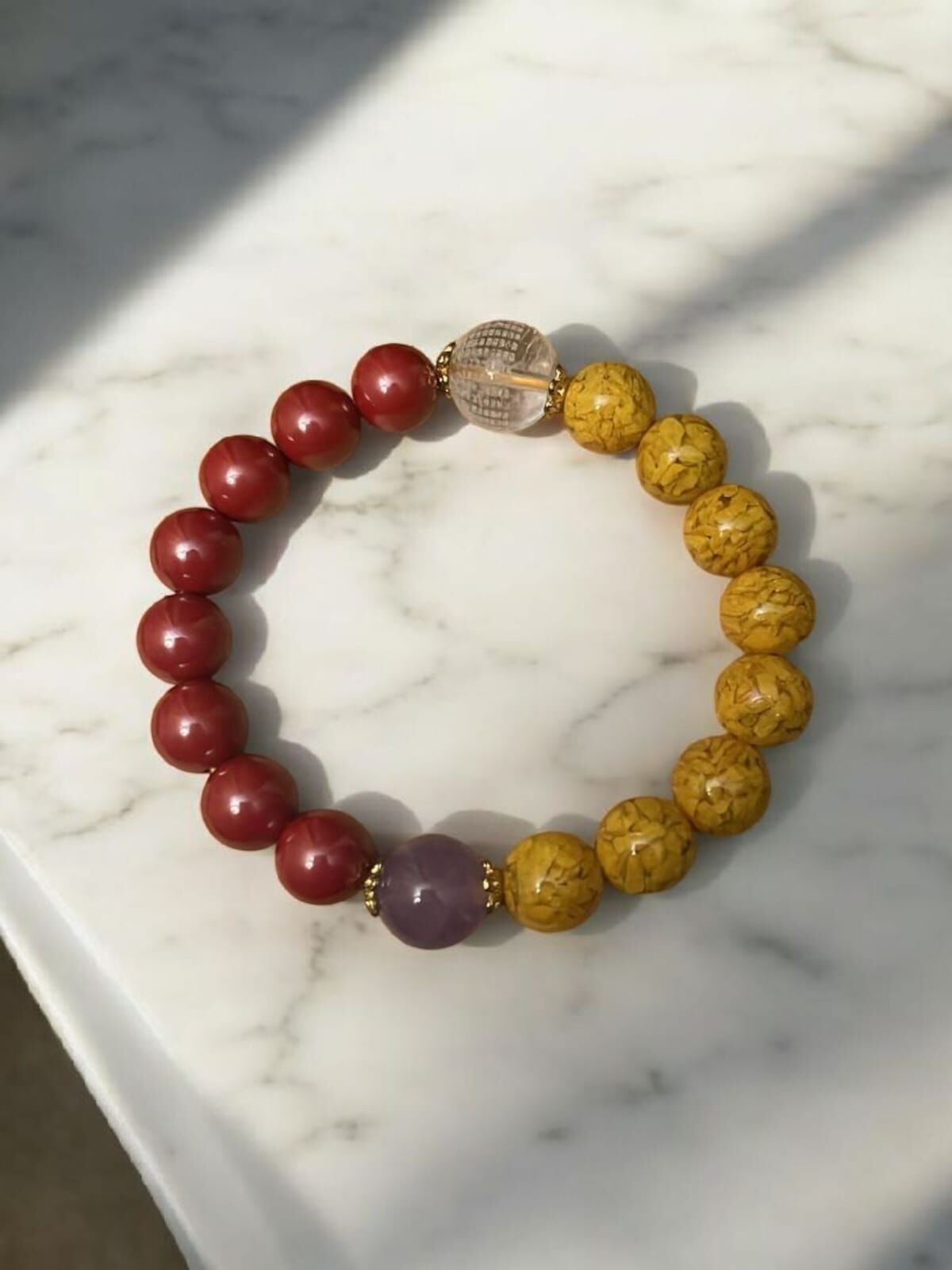 HKHF1222-027 雄黃晶體砂配帝皇硃砂10mm手串手圍16cm(經師傅開光) (A27)